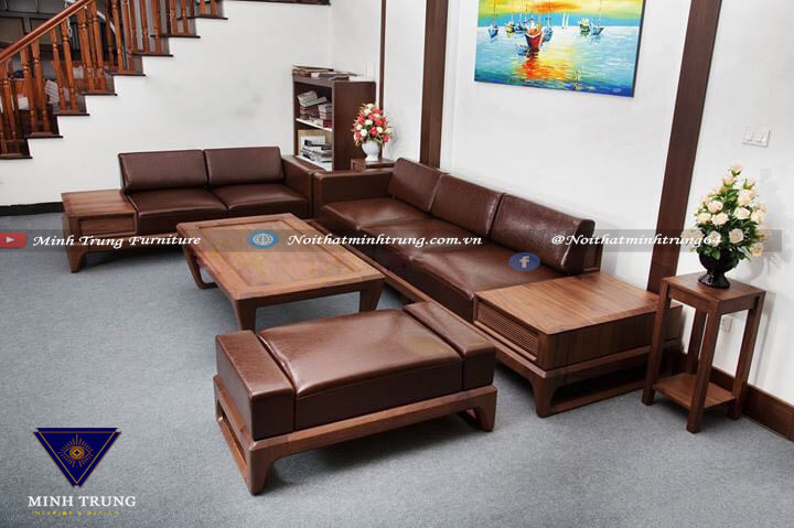 mẫu bàn ghế sofa gỗ sồi